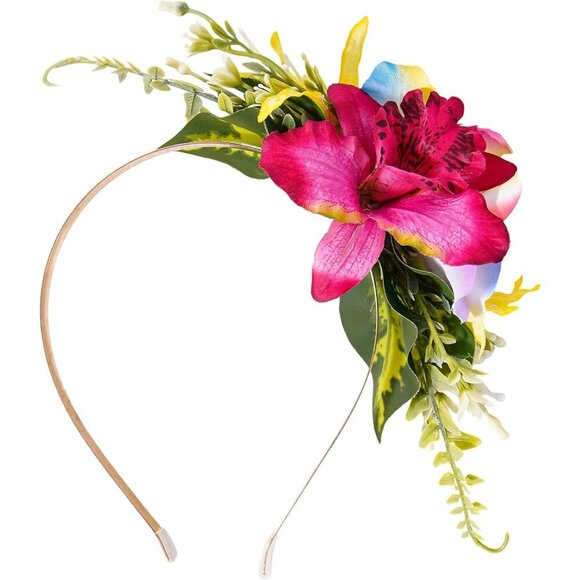 Accessories - Hawaiian Flower Crown Headband Artificial Orchid Tropical Summer Beach Party Acc